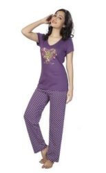 Clifton Women's Floral Heart Pyjama Set - Purple Polka