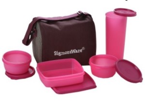 Signoraware Best Lunch Jumbo with Bag - 500 ml, 350 ml, 200 ml Plastic Food Container