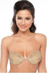 36 24 36 Lace Embellished Seamless Stick On Front Closure Bra- Nude
