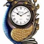 Ethnic India Art Peacock Wooden Carving Wall Clock Design 6