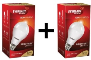 Eveready 12 W LED 1 -1 Bulb (White, Pack of 2) Price - Rs. 699