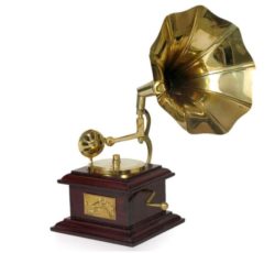 Home Sparkle Brown Brass Square Gramophone
