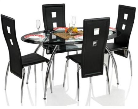 Royal Oak Roger Dining Set with 4 Chairs (Dark Brown)