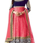 Shubh Creation Pink Embroidered Net Anarkali Designer Dress Material