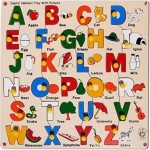 Skillofun Capital Alphabet Tray with Picture with Knobs, Multi Color