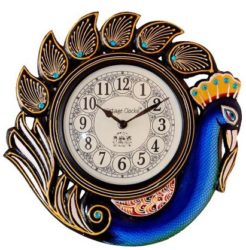 Vintage Clock Analog Wall Clock(Blue And Yellow, With Glass)