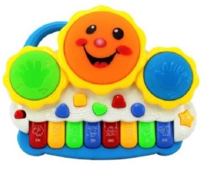 Drum Keyboard Musical Toys with Flashing Lights, Animal Sounds & Songs - Battery Operated Kids Toys