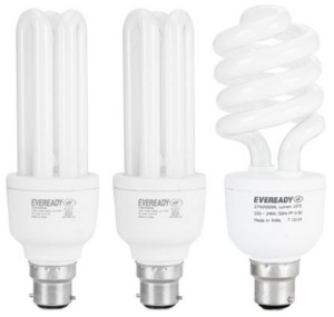 Eveready 15 W, 20 W, 27 W CFL BHK Combo with Free 4 AA Batteries Bulb(White, Pack of 3)