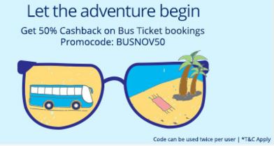 Get 50 Cashback on bus ticket bookings