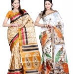 S.B Textiles Printed Fashion Art Silk Sari(Pack of 2)