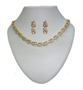 Sempre of London Crystal Diamonds with Gold & Rhodium Plated Cynthia Necklace Set for Women