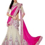 ZofeyFashion Embriodered Lehenga Saree Georgette, Net, Chiffon, Jacquard Sari