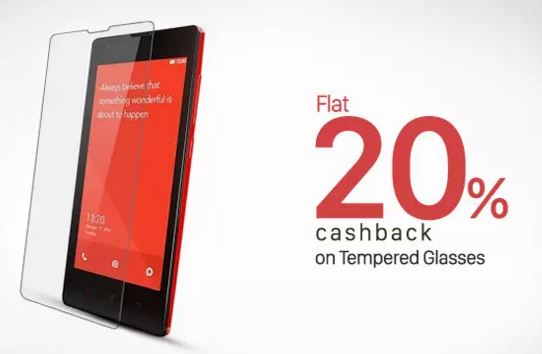 flat 20 percent cashback on tempered glasses shopping from paytm