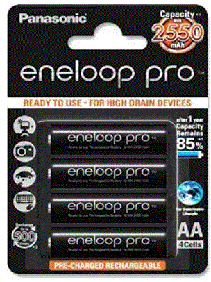 Panasonic Eneloop Pro upto 2550mAh 4xAA Rechargeable Ni-MH Battery BK-3HCCE 4BN