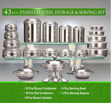 43 Pcs Stainless Steel Storage & Serving Set