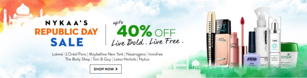 nykaa republic day sale upto 40% off on top beauty brands