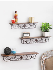 Artesia Antique Set of 3 Wooden Wall Shelf (Number of Shelves - 3, Brown)