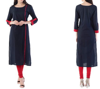 Blue Cotton Solid Kurta originally priced at Rs. 1099 is being offered at a throwaway price of Rs. 399