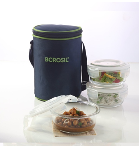 Borosil Klip N Store Microwavable Containers with Lunch Bag