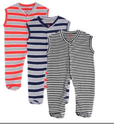Gkidz Infants Pack Of 3 Striped Sleeveless Sleepsuits