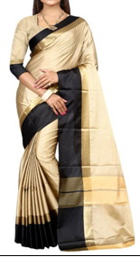 Gorgeous Beige and Black Saree at a discount of 61%