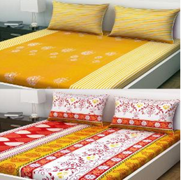 Indiana Home 6 Pc Cotton Double Bed Sheet Set on homeshop18.com at just Rs 1099