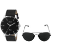 Leather Watch With Black Sunglass