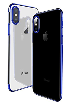 iPhone X Cases - Amozo® Ultra Thin Electroplated TPU Silicon Shockproof with All Side Protection Case Cover for iPhone X (iPhone 10) – Blue on amazon at just Rs 499