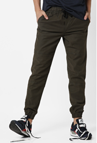 pair of Panelled Cuffed Trousers with Drawstring Fastening offered at Rs1609 only