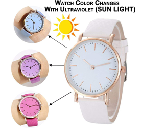 Luxurit Classy Analogue Color Changing Watch for Girls & Women-Premium Quality (White to Purple)