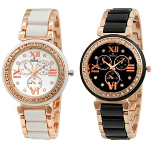 Swisstyle Analogue White Dial & Black Dial Women’s Watches (Ss-703W-703B)(Set of 2)